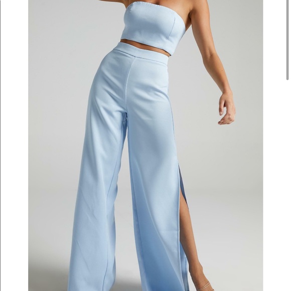 Showpo. Pants - Baby blue I’m the one 2 piece Showpo set